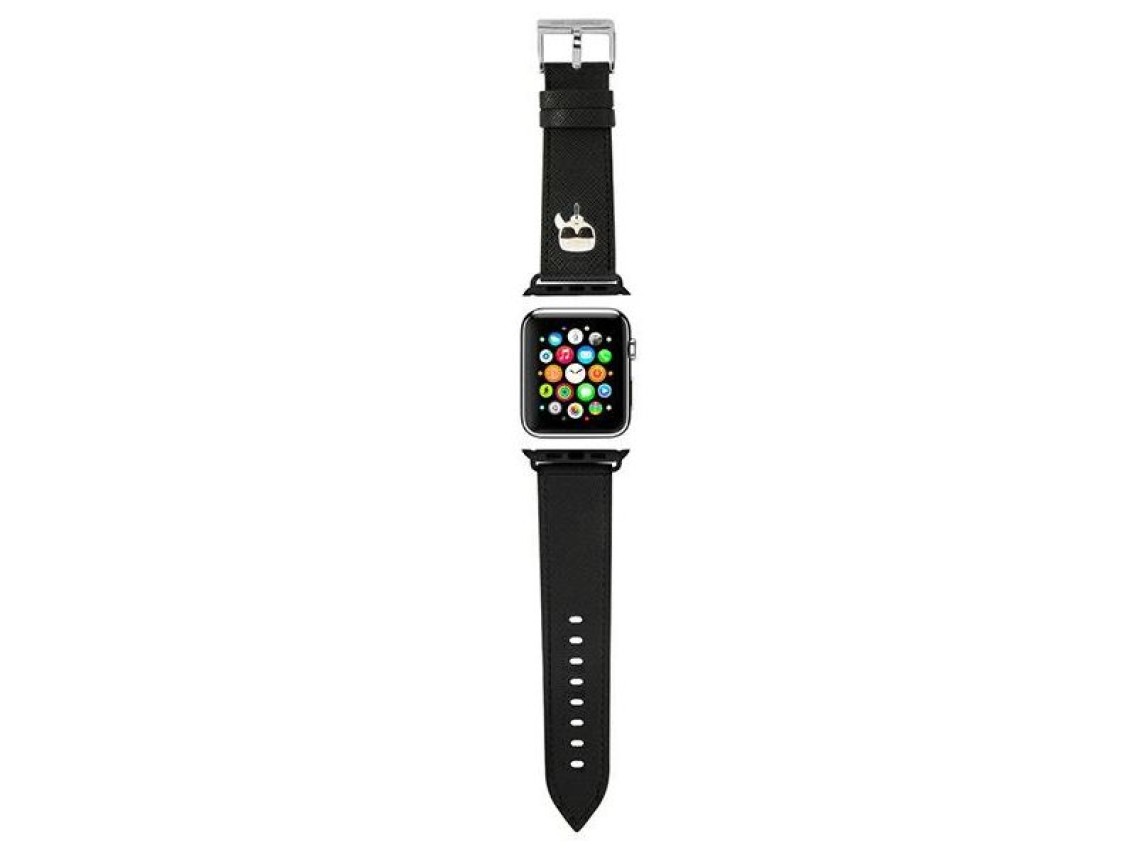 Karl Lagerfeld Ikonik Saffiano Karl Heads Strap for Apple Watch (38 / 40 / 41 mm) - Black