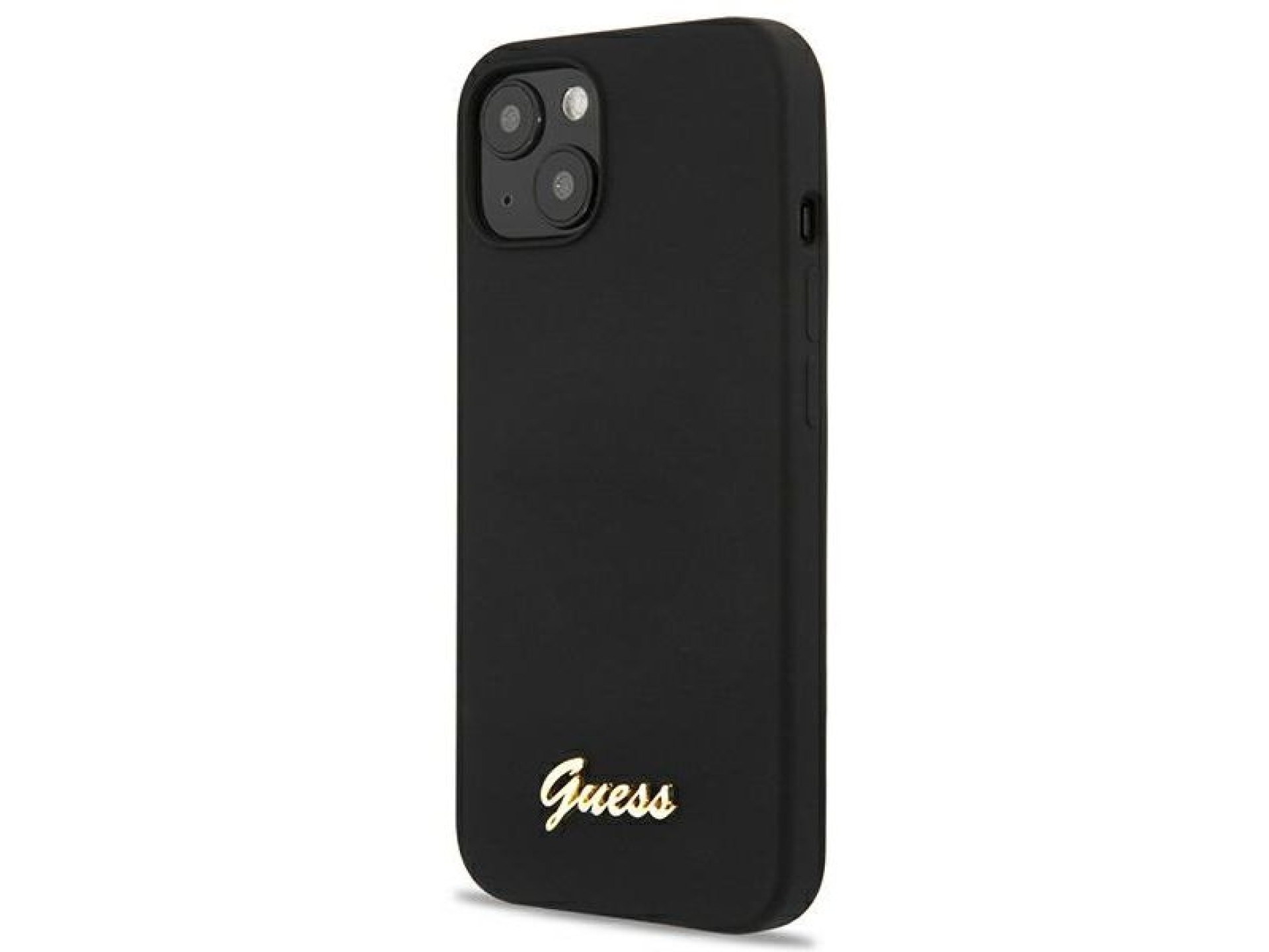 Capa rígida preta/preta Guess GUHMP13MLSLMGBK para iPhone 13 de 6,1 polegadas com logotipo dourado e