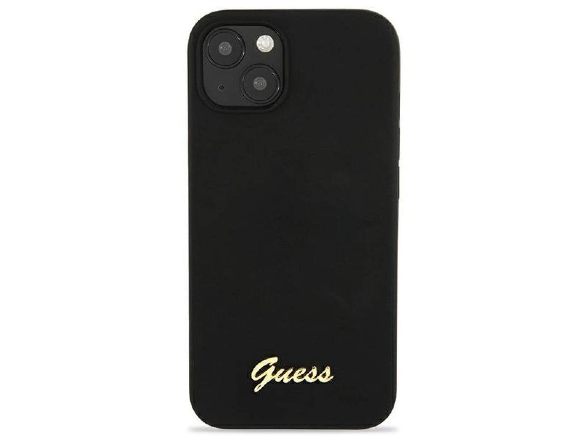 Capa rígida preta/preta Guess GUHMP13MLSLMGBK para iPhone 13 de 6,1 polegadas com logotipo dourado e