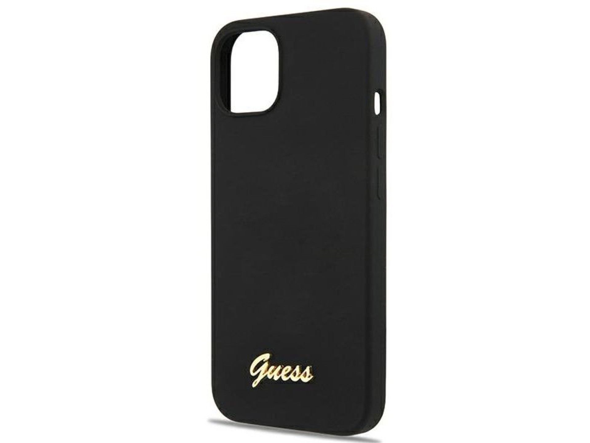 Capa rígida preta/preta Guess GUHMP13MLSLMGBK para iPhone 13 de 6,1 polegadas com logotipo dourado e