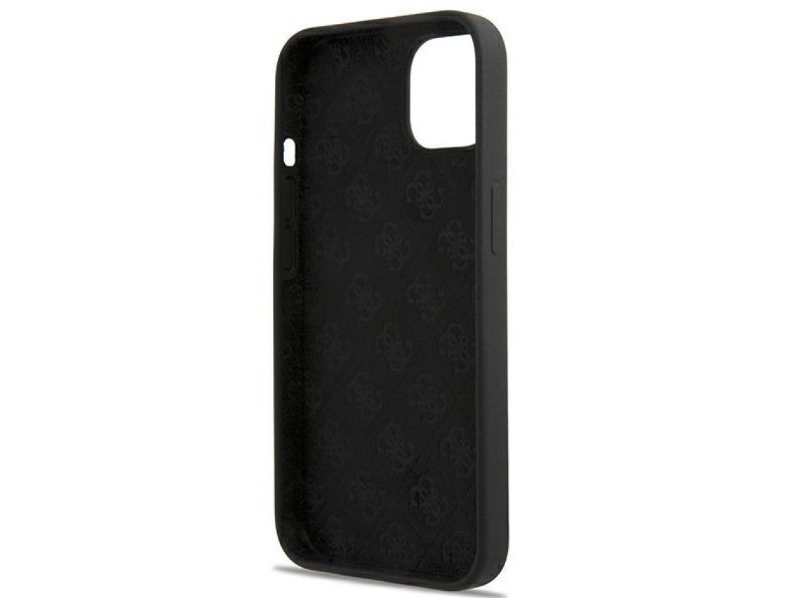 Capa rígida preta/preta Guess GUHMP13MLSLMGBK para iPhone 13 de 6,1 polegadas com logotipo dourado e