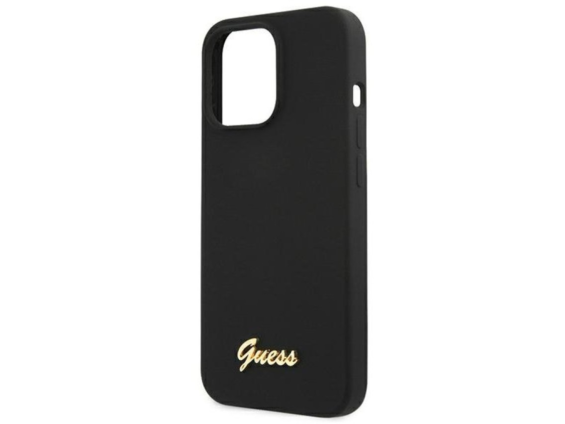 Guess GUHMP13LLSLMGBK iPhone 13 Pro / 13 6.1" black/black hardcase Silicone Script Gold Logo MagSafe