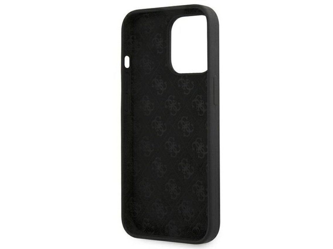 Guess GUHMP13LLSLMGBK iPhone 13 Pro / 13 6.1" black/black hardcase Silicone Script Gold Logo MagSafe