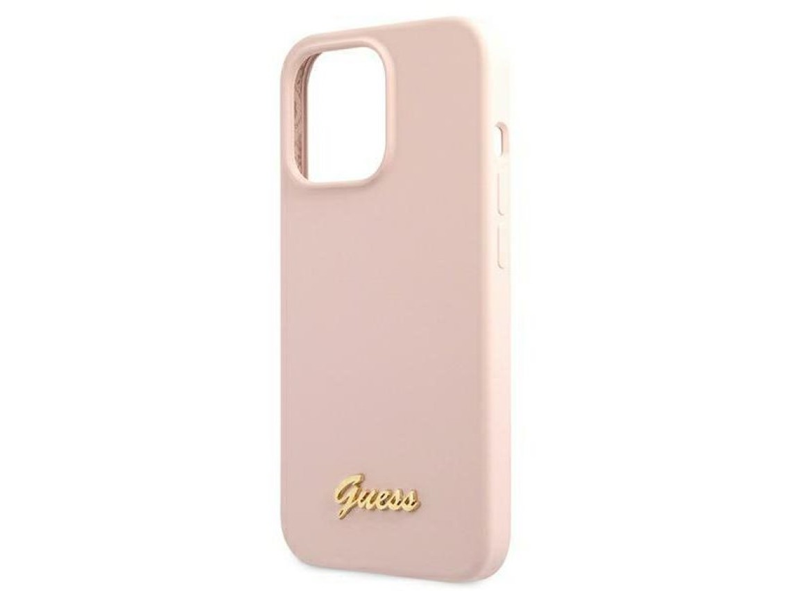 Capa rígida de silicone com logotipo dourado e MagSafe para iPhone 13 Pro / 13 de 6,1" rosa claro/ro