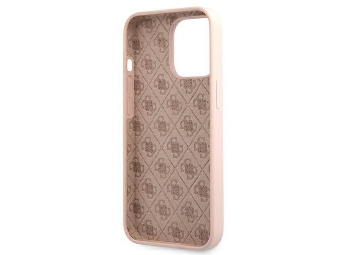 Capa rígida de silicone com logotipo dourado e MagSafe para iPhone 13 Pro / 13 de 6,1" rosa claro/ro