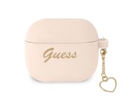 Funda Guess GUA3LSCHSP para AirPods 3, color rosa/rosa, de silicona, con dije de coraz�n, colecci�n 