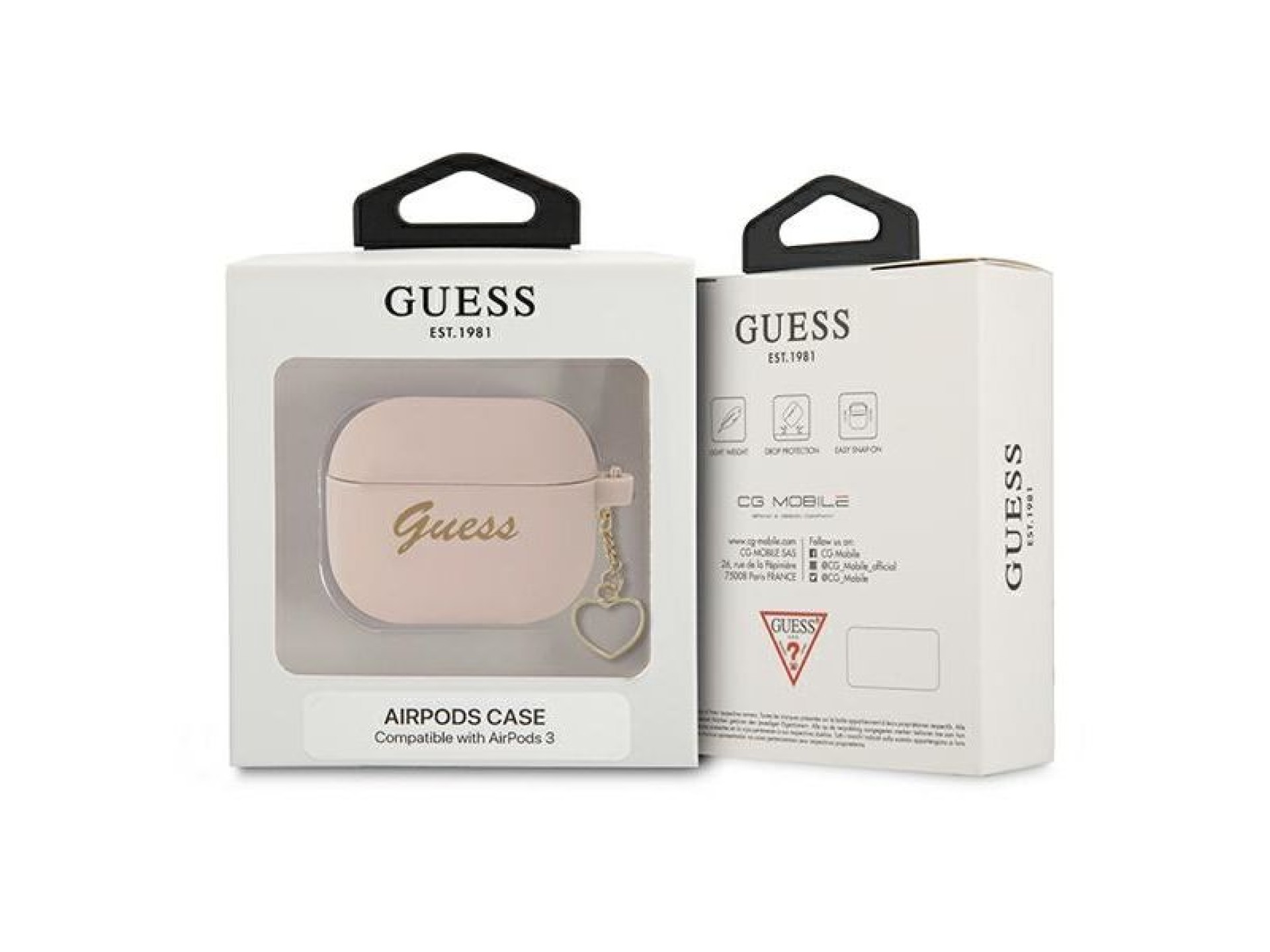 Guess GUA3LSCHSP AirPods 3 cover pink/pink Silicone Charm Heart Collection