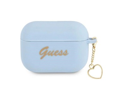 Capa para AirPods Pro Guess GUAPLSCHSB, azul/azul, em silicone, com pingente de cora��o.