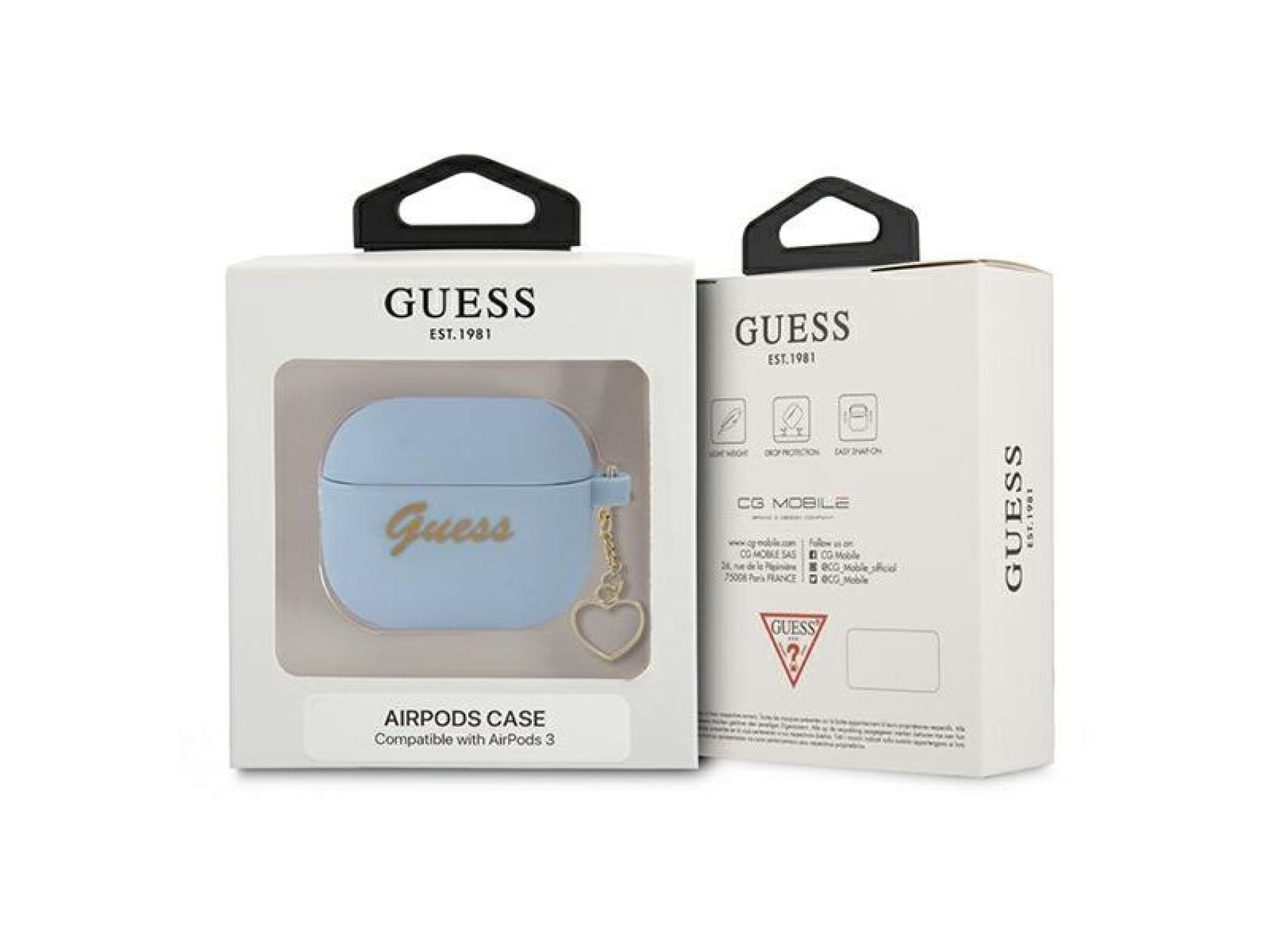 Guess GUA3LSCHSB AirPods 3 cover blue/blue Silicone Charm Heart Collection