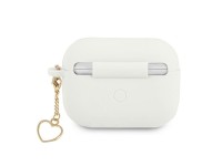 Capa Guess GUAPLSCHSH para AirPods Pro, branca/branca, em silicone, com pingente de coração. Capa Guess GUAPLSCHSH para AirPods Pro, branca/branca, em silicone, com pingente de coração.