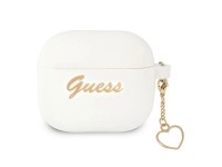 Capa Guess GUA3LSCHSH para AirPods 3, branca/branca, em silicone, com pingente de coração. Capa Guess GUA3LSCHSH para AirPods 3, branca/branca, em silicone, com pingente de coração.