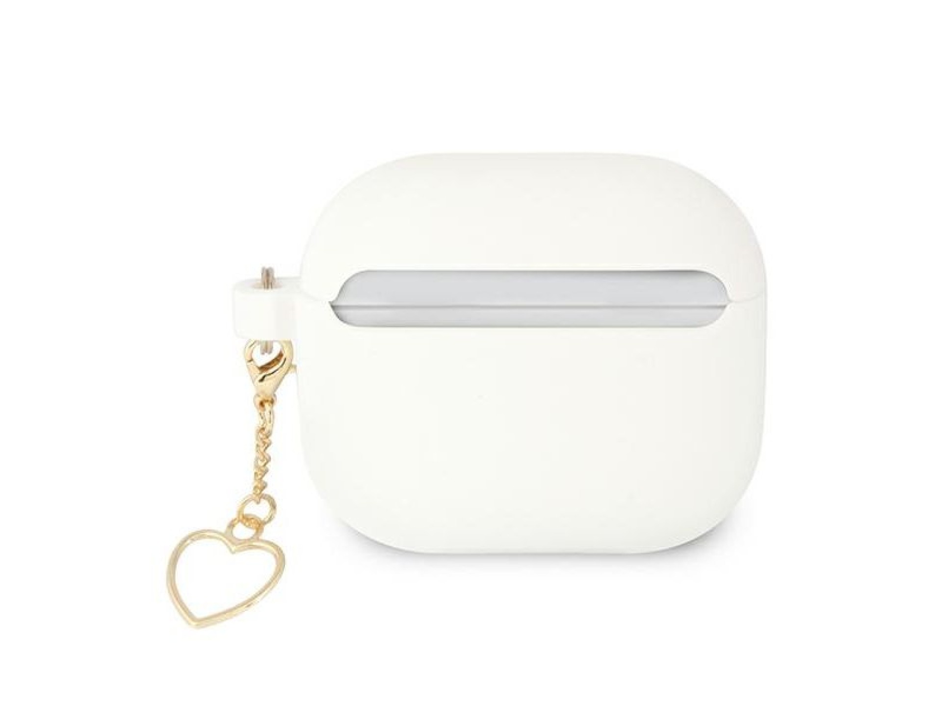 Capa Guess GUA3LSCHSH para AirPods 3, branca/branca, em silicone, com pingente de coração.