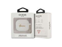 Capa Guess GUA3LSCHSH para AirPods 3, branca/branca, em silicone, com pingente de coração. Capa Guess GUA3LSCHSH para AirPods 3, branca/branca, em silicone, com pingente de coração.