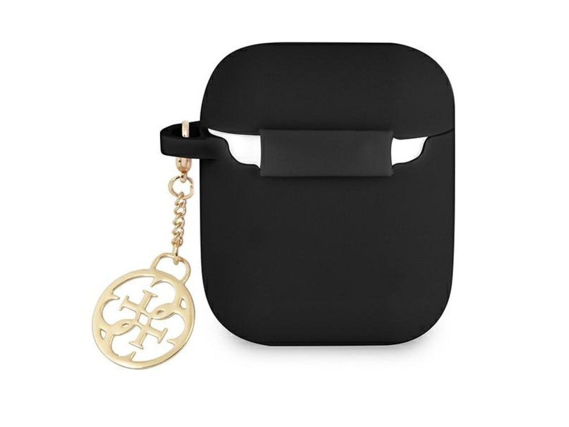 Capa para AirPods 1/2 Guess GUA2LSC4EK, preta/preta, em silicone, coleção 4G.
