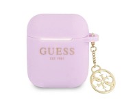 Capa para AirPods 1/2 Guess GUA2LSC4EU, roxa/com pingente de silicone roxo, coleção 4G Capa para AirPods 1/2 Guess GUA2LSC4EU, roxa/com pingente de silicone roxo, coleção 4G