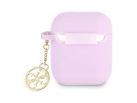 Capa para AirPods 1/2 Guess GUA2LSC4EU, roxa/com pingente de silicone roxo, coleção 4G Capa para AirPods 1/2 Guess GUA2LSC4EU, roxa/com pingente de silicone roxo, coleção 4G