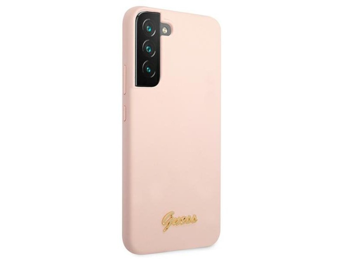 Guess GUHCS22MLSLMGPP S22+ S906 pink/pink hardcase Silicone Script Metal Logo