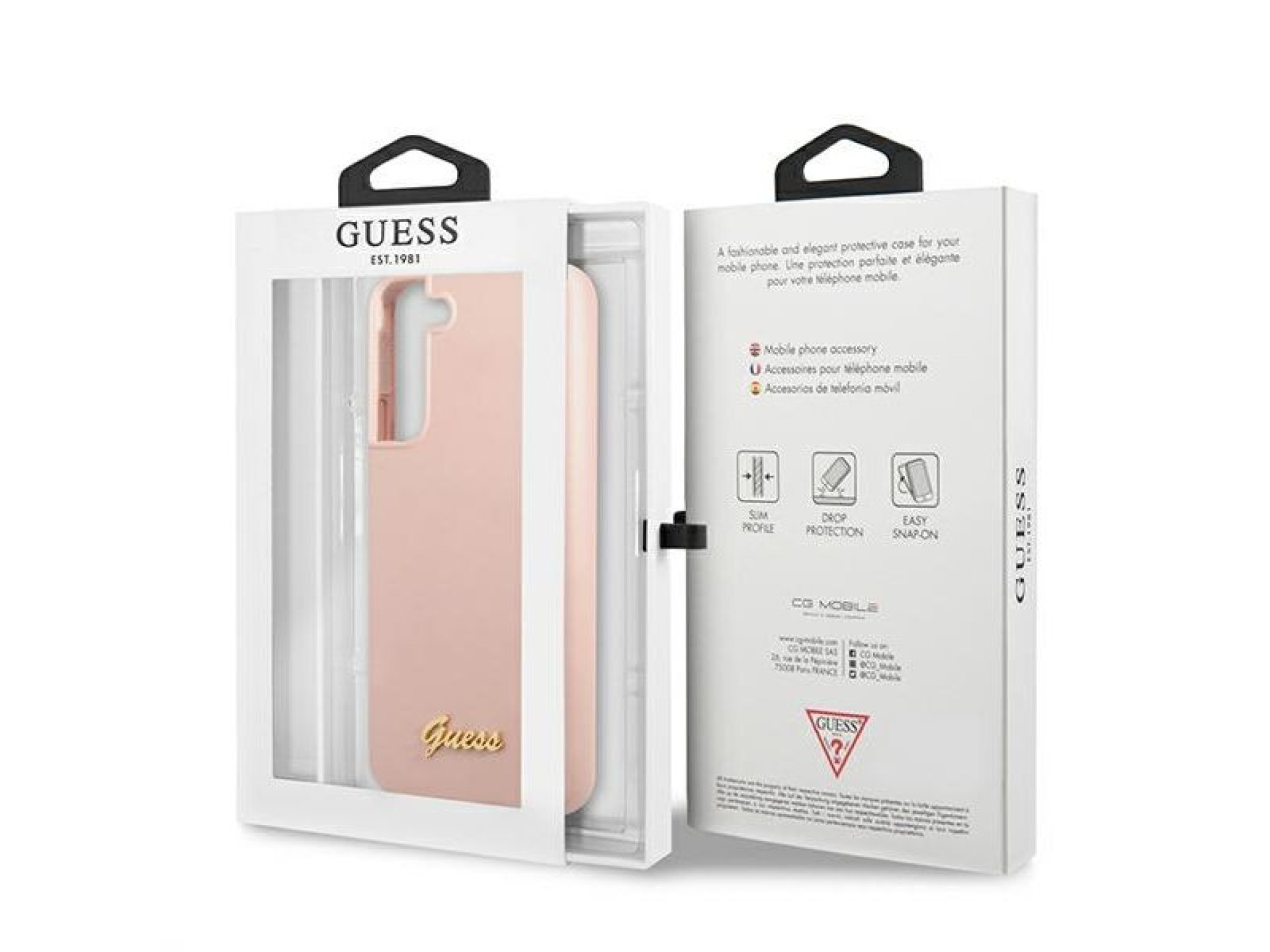 Guess GUHCS22MLSLMGPP S22+ S906 pink/pink hardcase Silicone Script Metal Logo