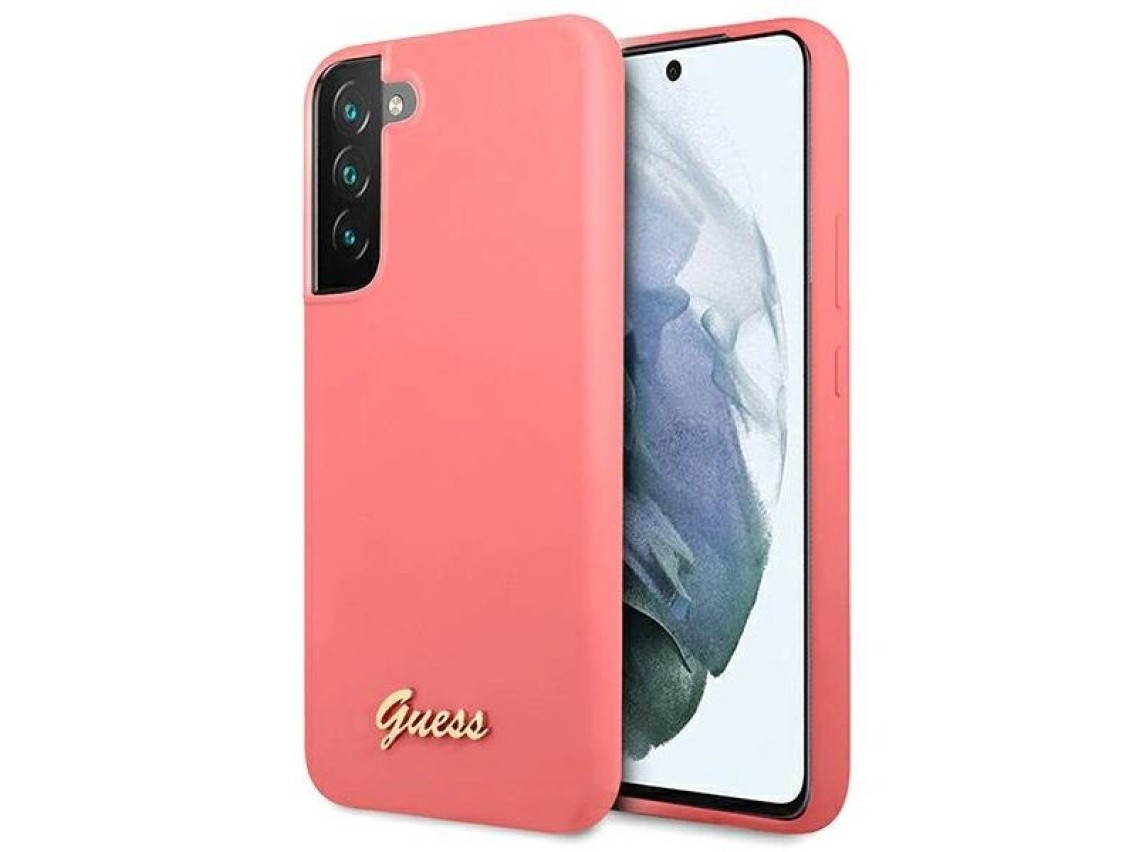 Guess GUHCS22MLSLMGFU S22+ S906 fuchsia/fuchsia hardcase Silicone Script Metal Logo