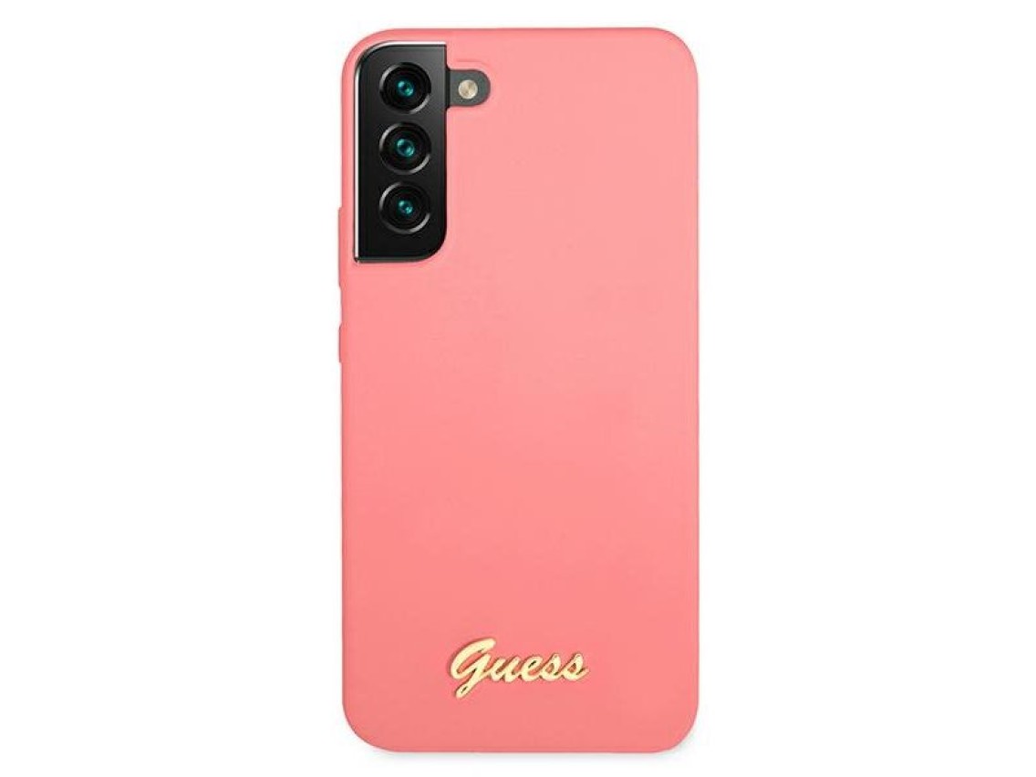 Guess GUHCS22MLSLMGFU S22+ S906 fuchsia/fuchsia hardcase Silicone Script Metal Logo