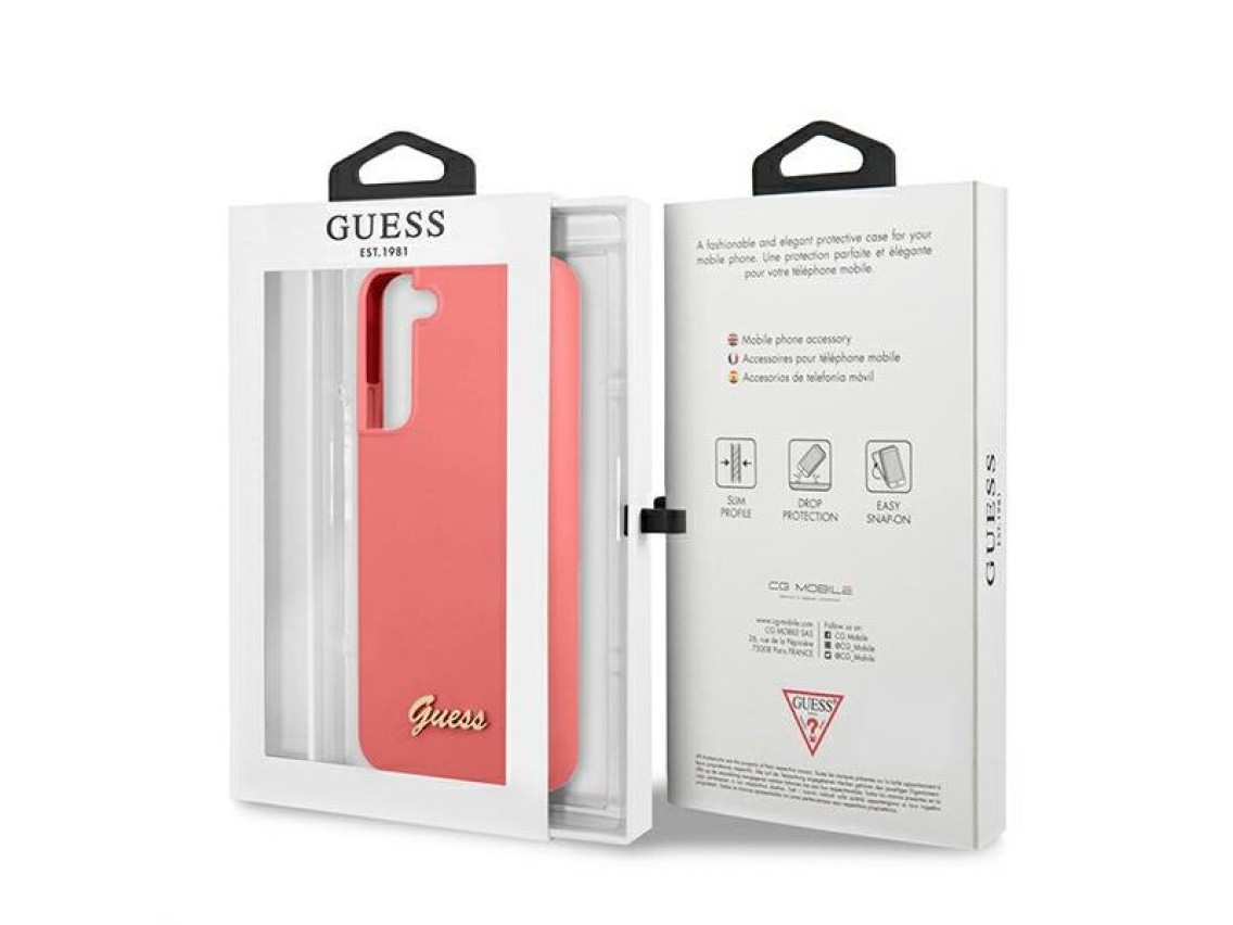 Guess GUHCS22MLSLMGFU S22+ S906 fuchsia/fuchsia hardcase Silicone Script Metal Logo