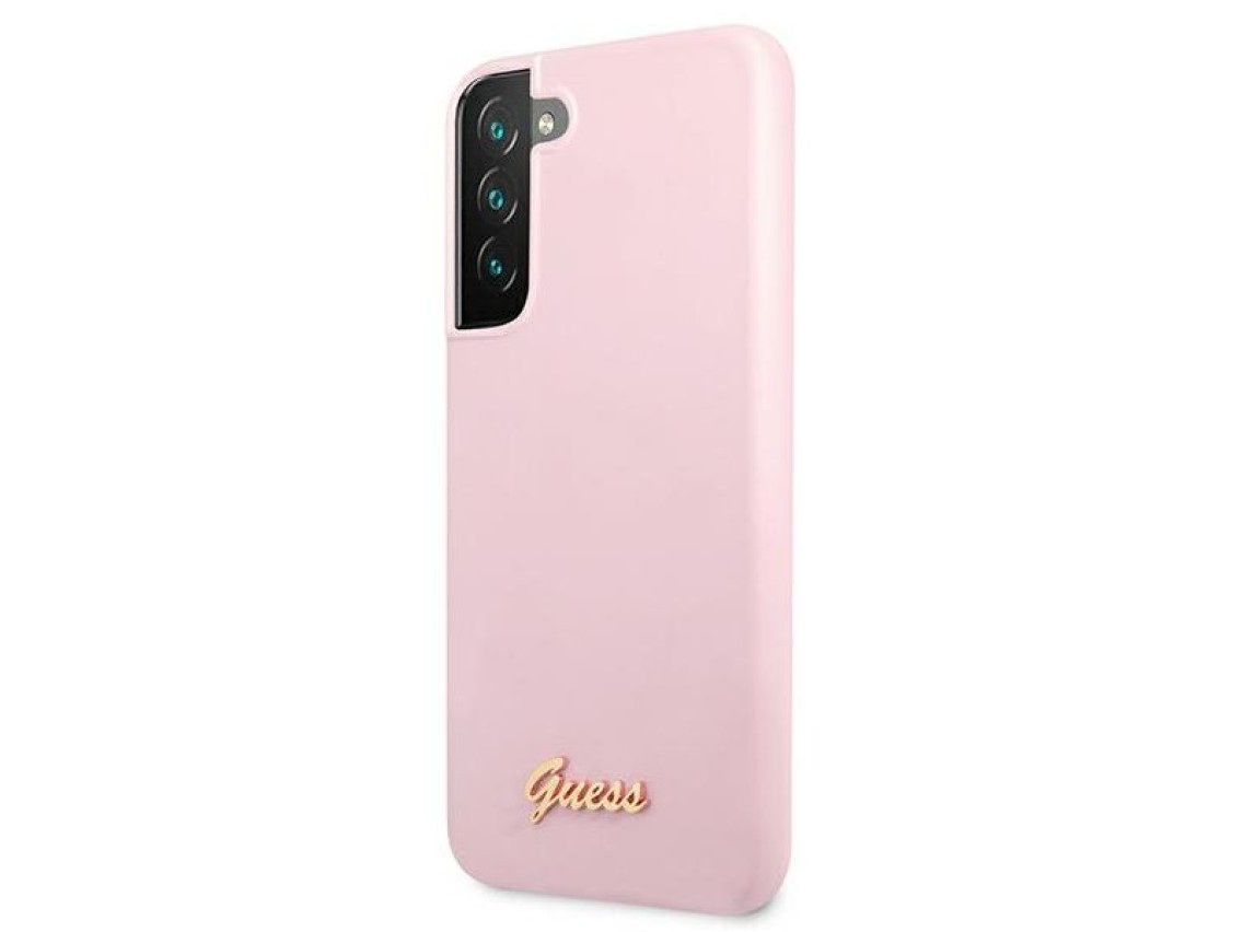 Capa rígida de silicone com logotipo metálico Guess GUHCS22MLSLMGLA S22+ S906 lavanda/lavanda