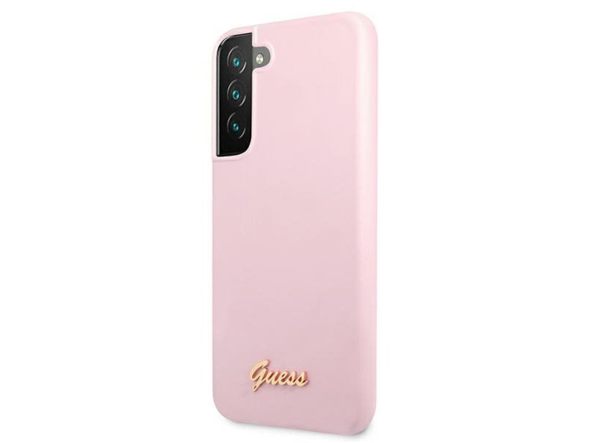 Capa rígida de silicone com logotipo metálico Guess GUHCS22MLSLMGLA S22+ S906 lavanda/lavanda