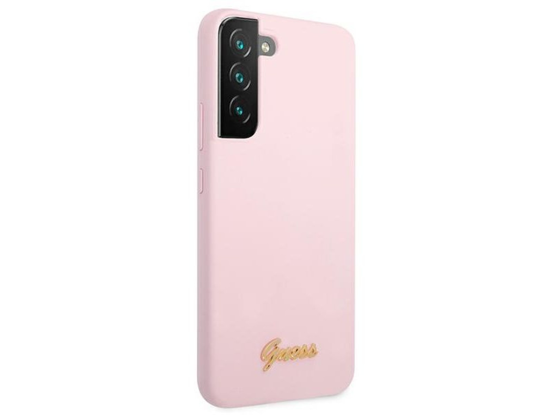 Capa rígida de silicone com logotipo metálico Guess GUHCS22MLSLMGLA S22+ S906 lavanda/lavanda