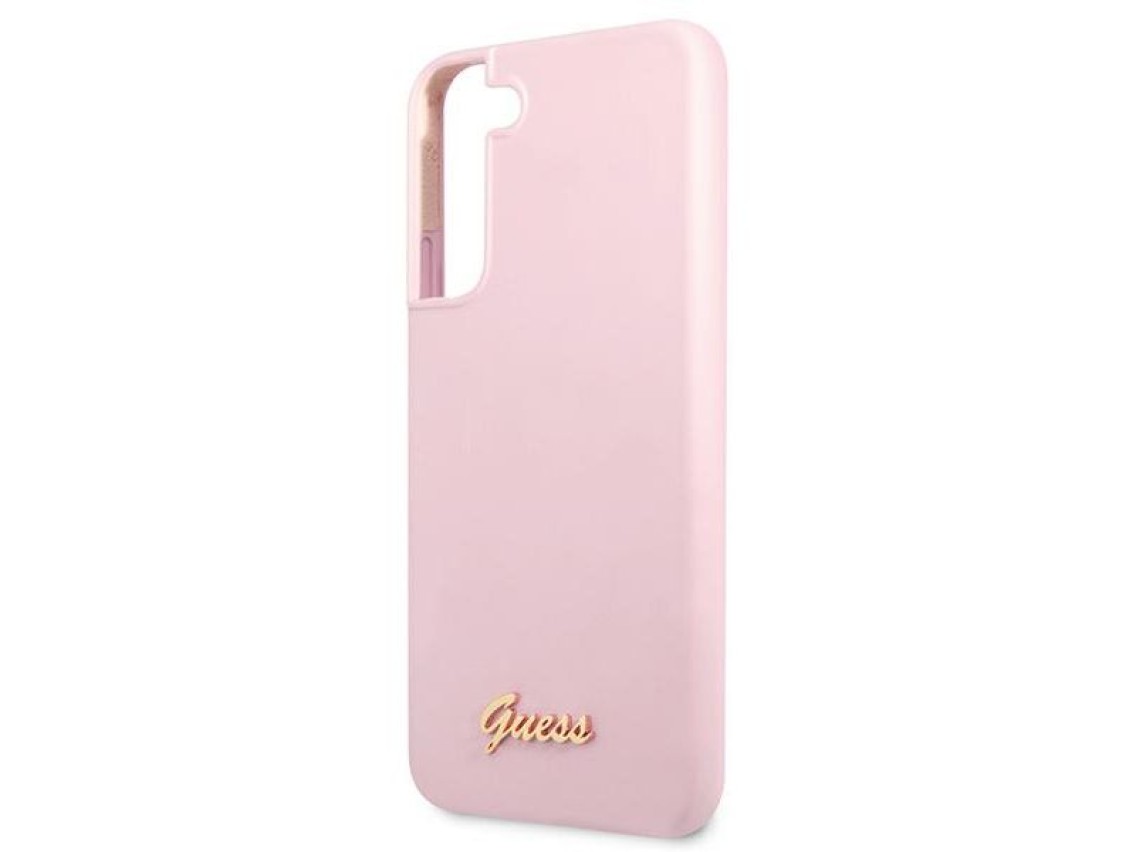 Capa rígida de silicone com logotipo metálico Guess GUHCS22MLSLMGLA S22+ S906 lavanda/lavanda