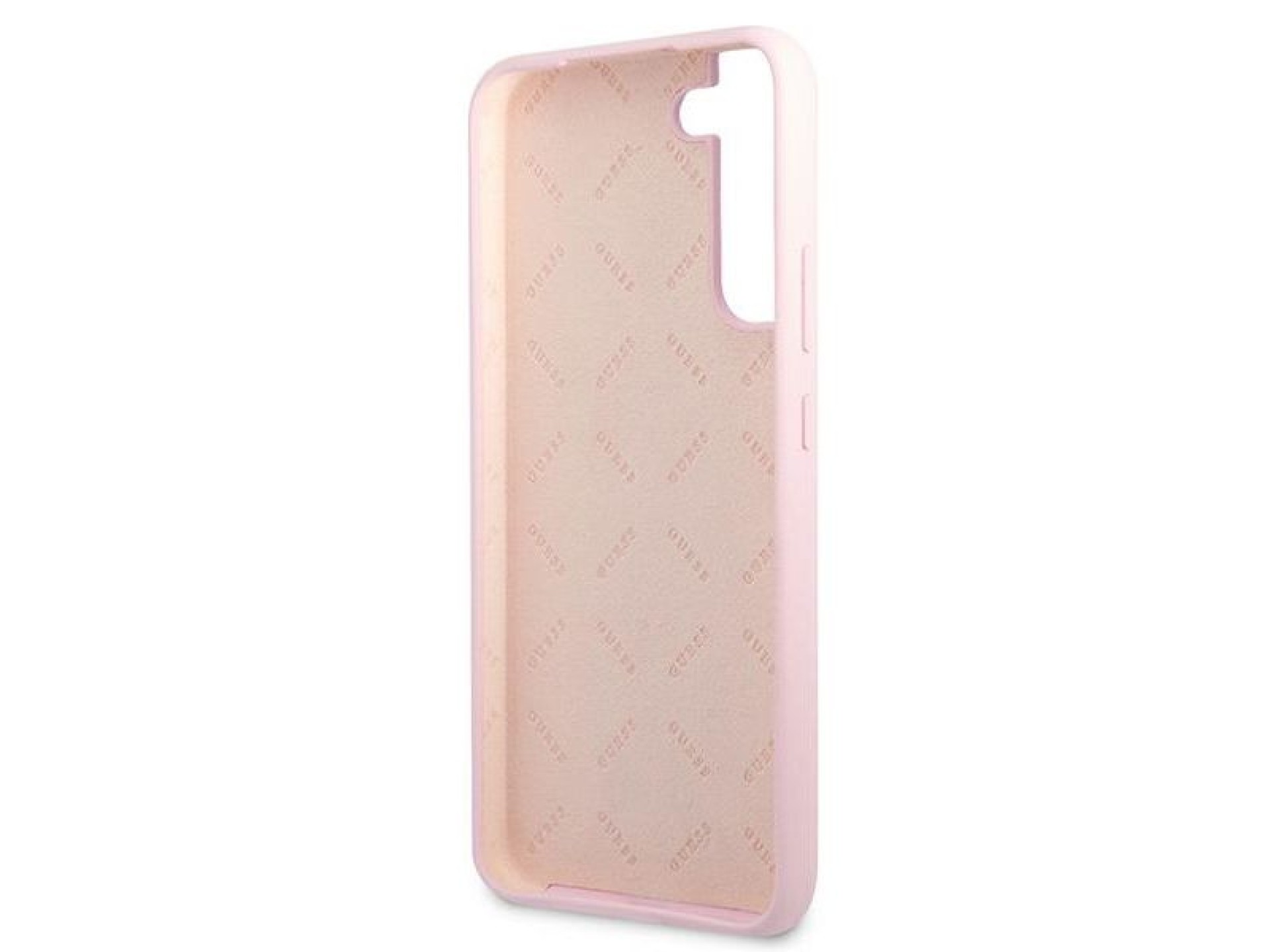 Capa rígida de silicone com logotipo metálico Guess GUHCS22MLSLMGLA S22+ S906 lavanda/lavanda