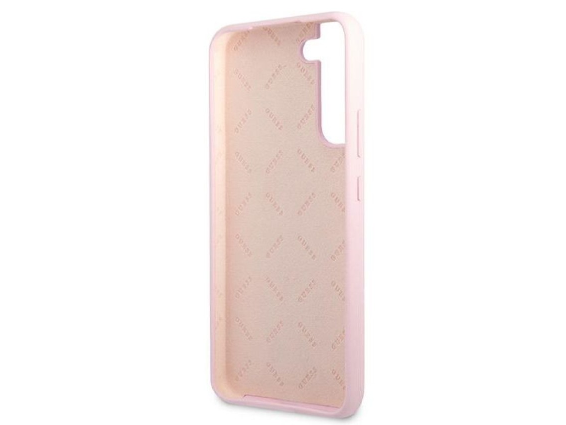 Capa rígida de silicone com logotipo metálico Guess GUHCS22MLSLMGLA S22+ S906 lavanda/lavanda