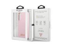 Capa rígida de silicone com logotipo metálico Guess GUHCS22MLSLMGLA S22+ S906 lavanda/lavanda Capa rígida de silicone com logotipo metálico Guess GUHCS22MLSLMGLA S22+ S906 lavanda/lavanda
