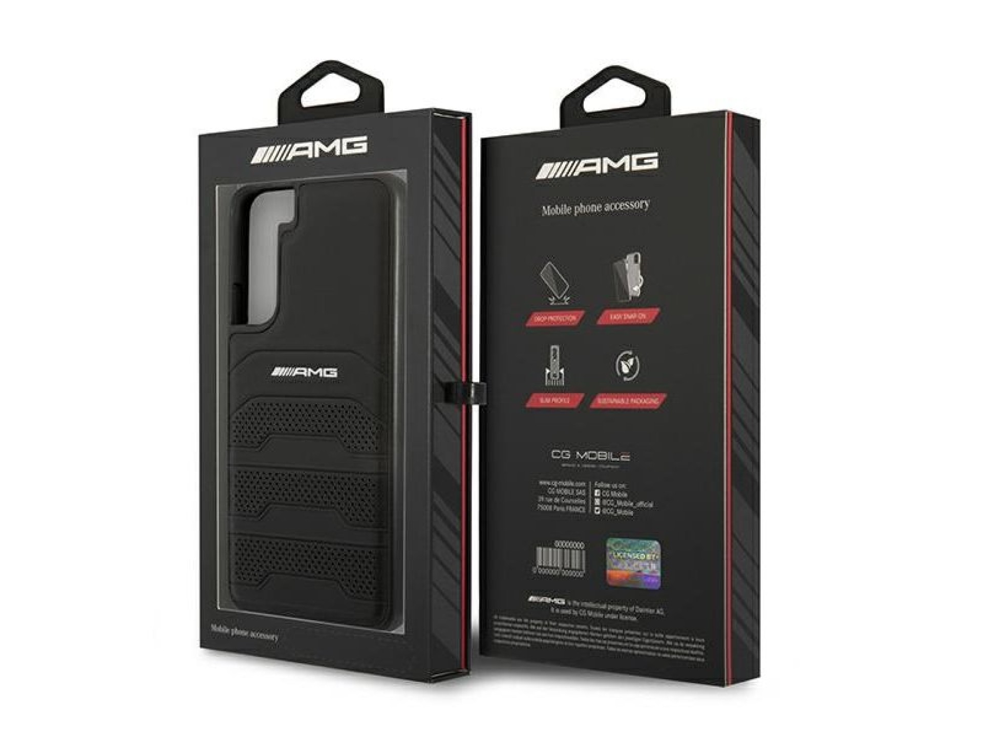 AMG Leather Debossed Lines case for Samsung Galaxy S22+ - black