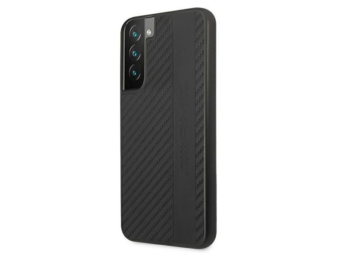 Capa AMG com listras de fibra de carbono e relevo para Samsung Galaxy S22+ - Preta