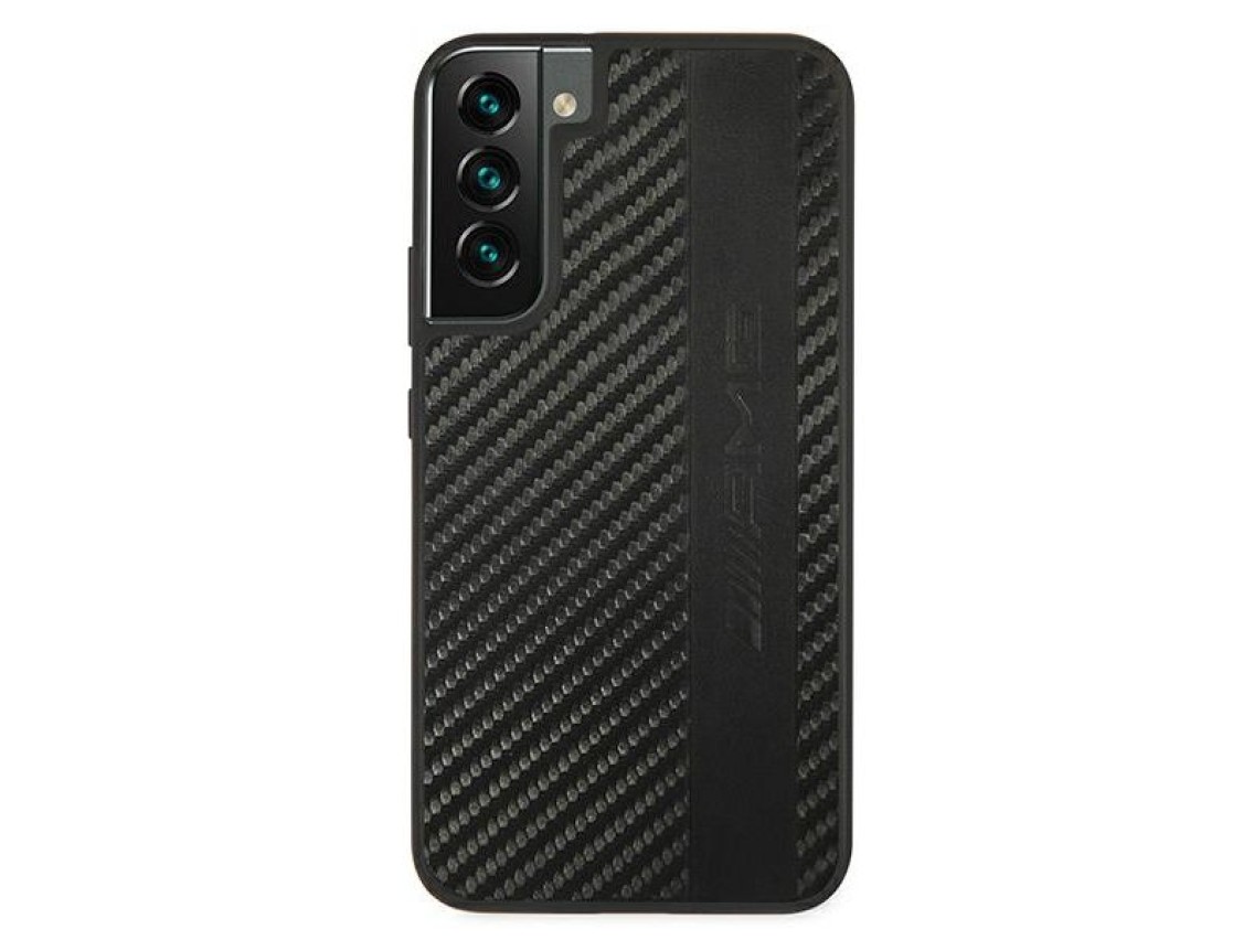 Capa AMG com listras de fibra de carbono e relevo para Samsung Galaxy S22+ - Preta