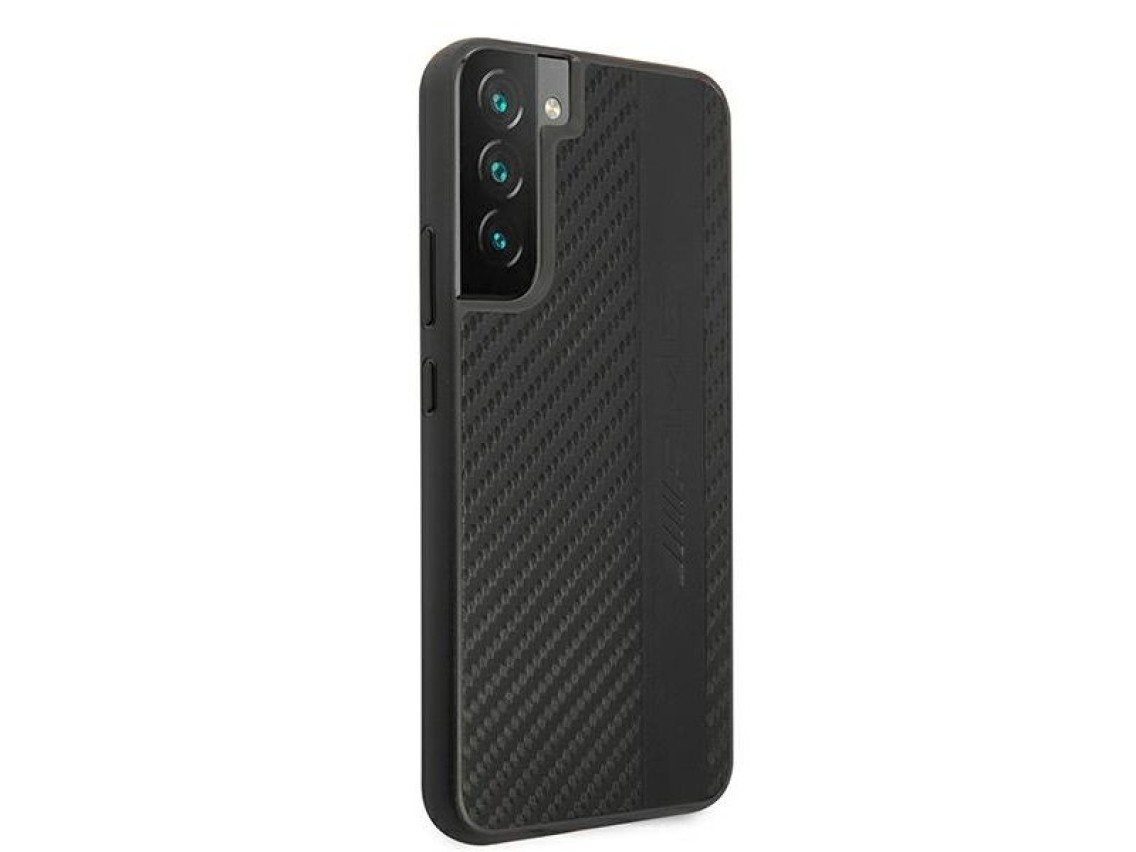 Capa AMG com listras de fibra de carbono e relevo para Samsung Galaxy S22+ - Preta