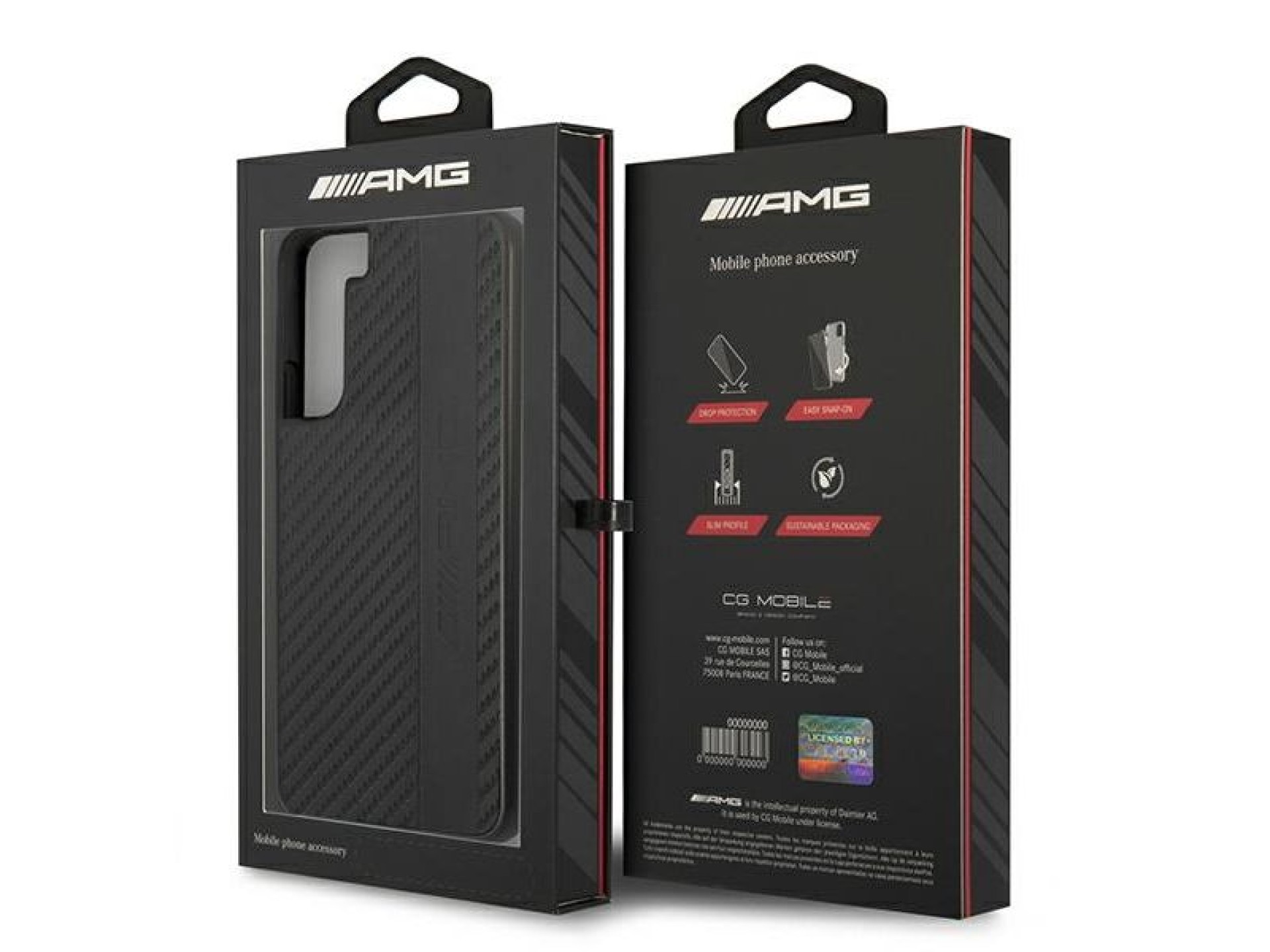 AMG Carbon Stripe&Embossed Case for Samsung Galaxy S22+ - Black