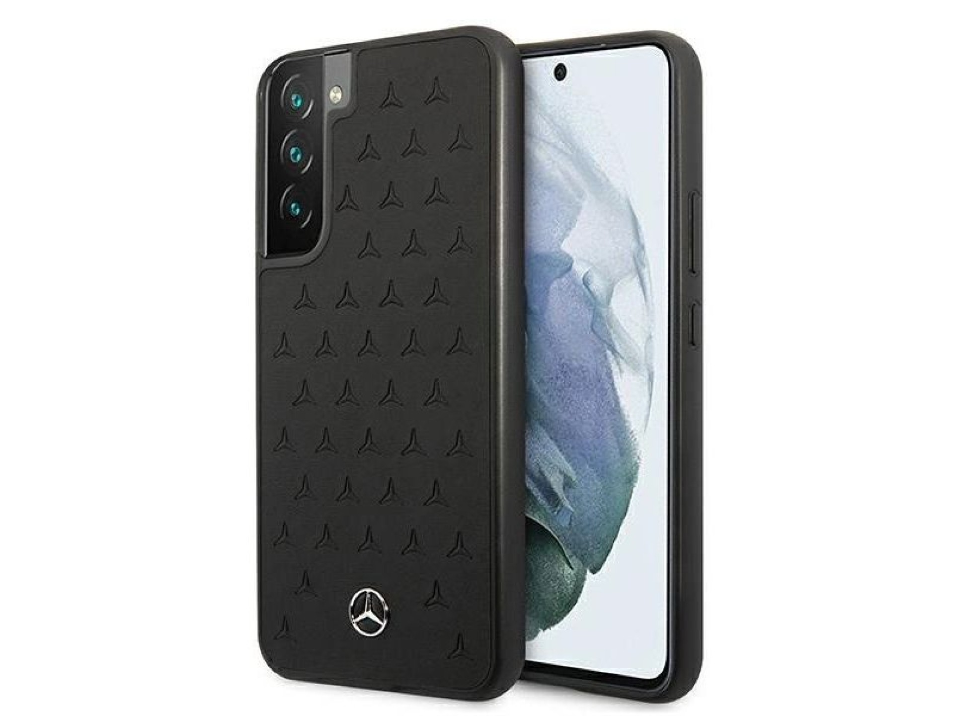 Mercedes Leather Stars Pattern Case for Samsung Galaxy S22+ - Black
