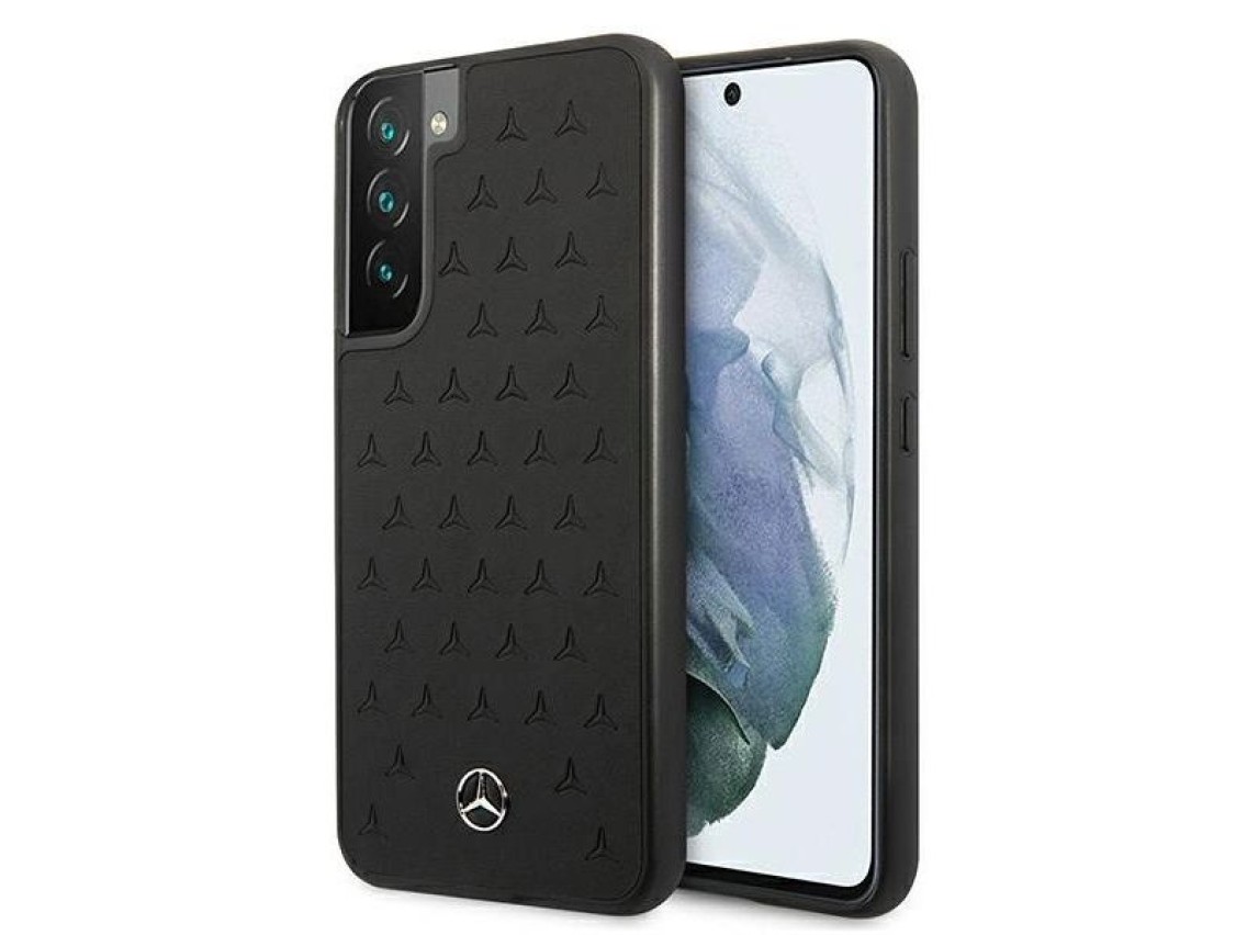 Mercedes Leather Stars Pattern Case for Samsung Galaxy S22+ - Black