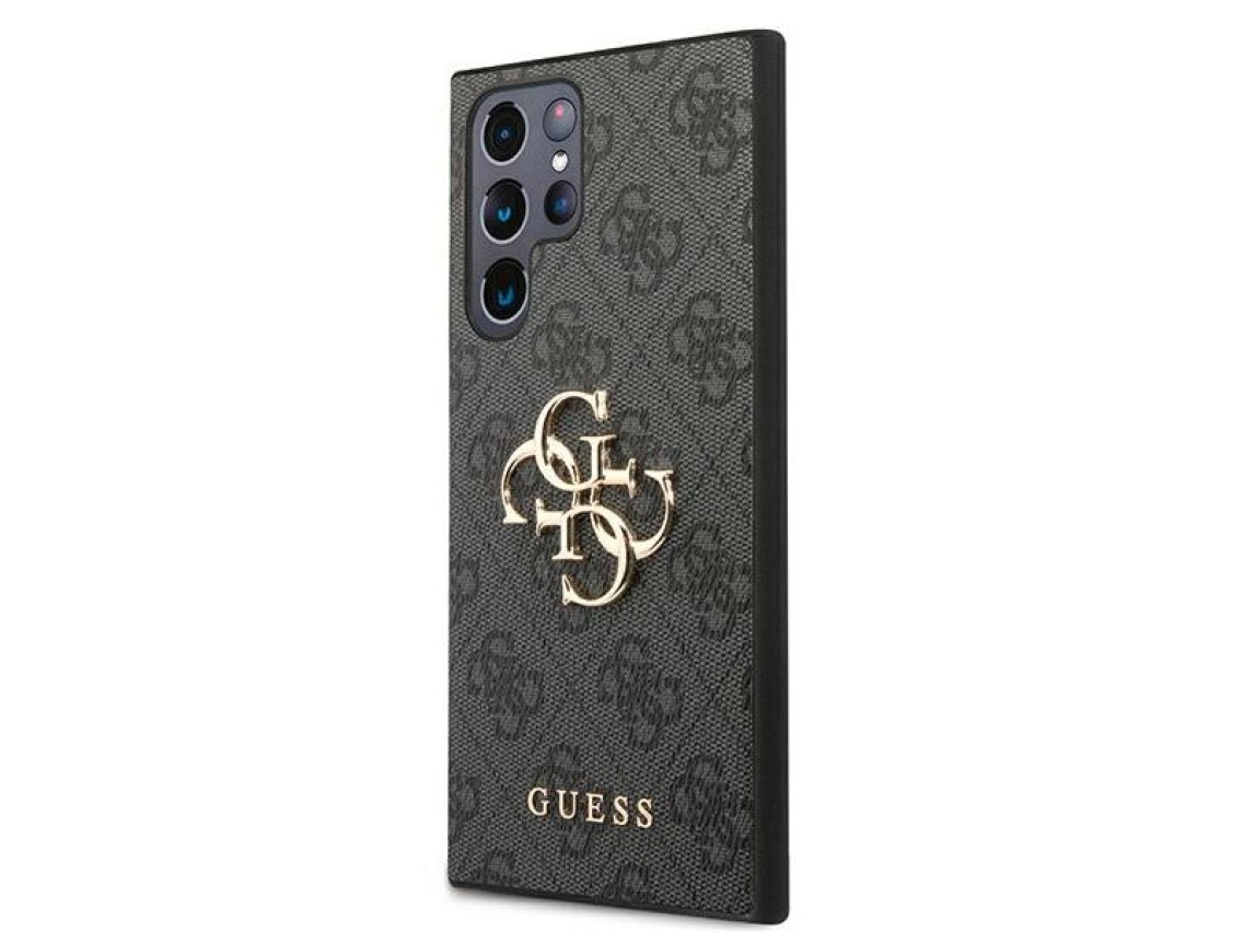 Estuche rígido Guess GUHCS22L4GMGGR S908 S22 Ultra szary/gris 4G con logotipo metálico grande