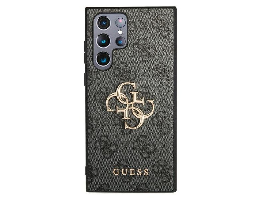 Estuche rígido Guess GUHCS22L4GMGGR S908 S22 Ultra szary/gris 4G con logotipo metálico grande
