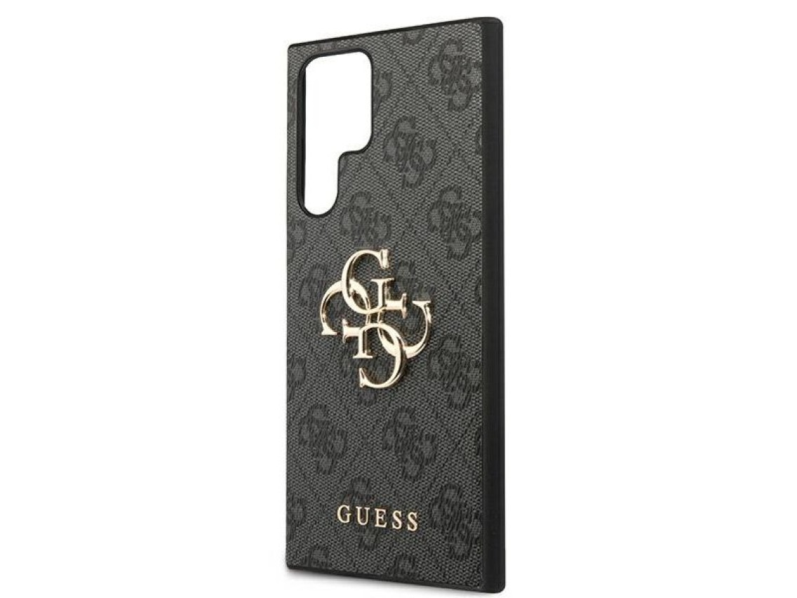 Estuche rígido Guess GUHCS22L4GMGGR S908 S22 Ultra szary/gris 4G con logotipo metálico grande
