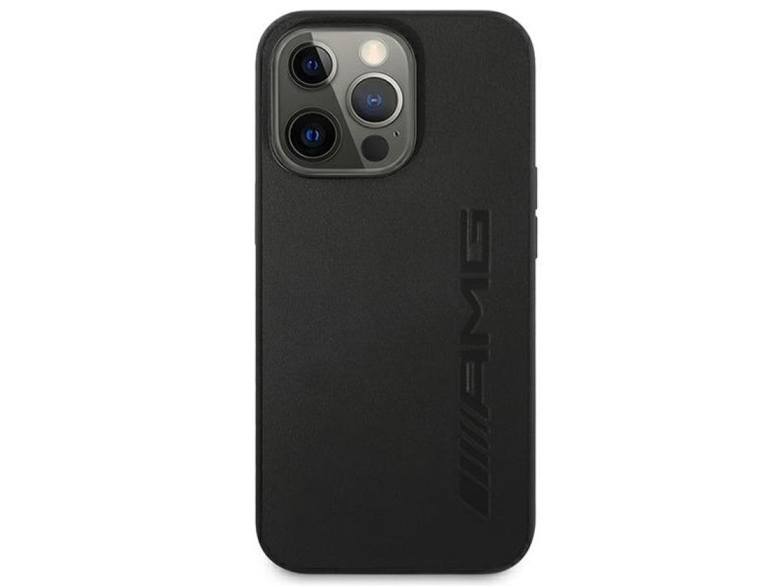 AMG AMHCP14LDOLBK iPhone 14 Pro 6.1 "black / black hardcase Leather Hot Stamped