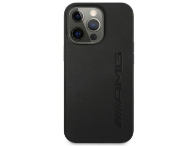 Capa rígida preta AMG AMHCP14LDOLBK para iPhone 14 Pro 6.1" em couro com gravação a quente. Capa rígida preta AMG AMHCP14LDOLBK para iPhone 14 Pro 6.1" em couro com gravação a quente.