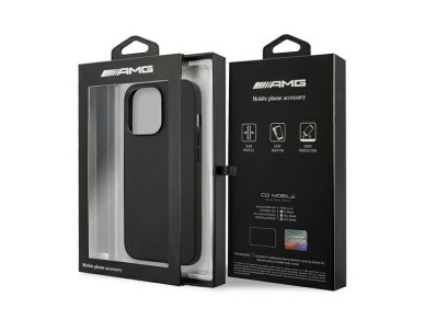 Capa rígida preta AMG AMHCP14LDOLBK para iPhone 14 Pro 6.1" em couro com gravação a quente. Capa rígida preta AMG AMHCP14LDOLBK para iPhone 14 Pro 6.1" em couro com gravação a quente.