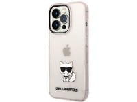 Capa para iPhone 14 Pro Max com estampa Choupette, de Karl Lagerfeld - Rosa