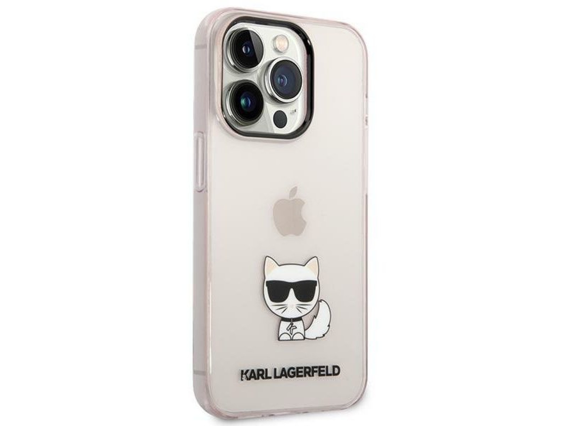Capa para iPhone 14 Pro Max com estampa Choupette, de Karl Lagerfeld - Rosa