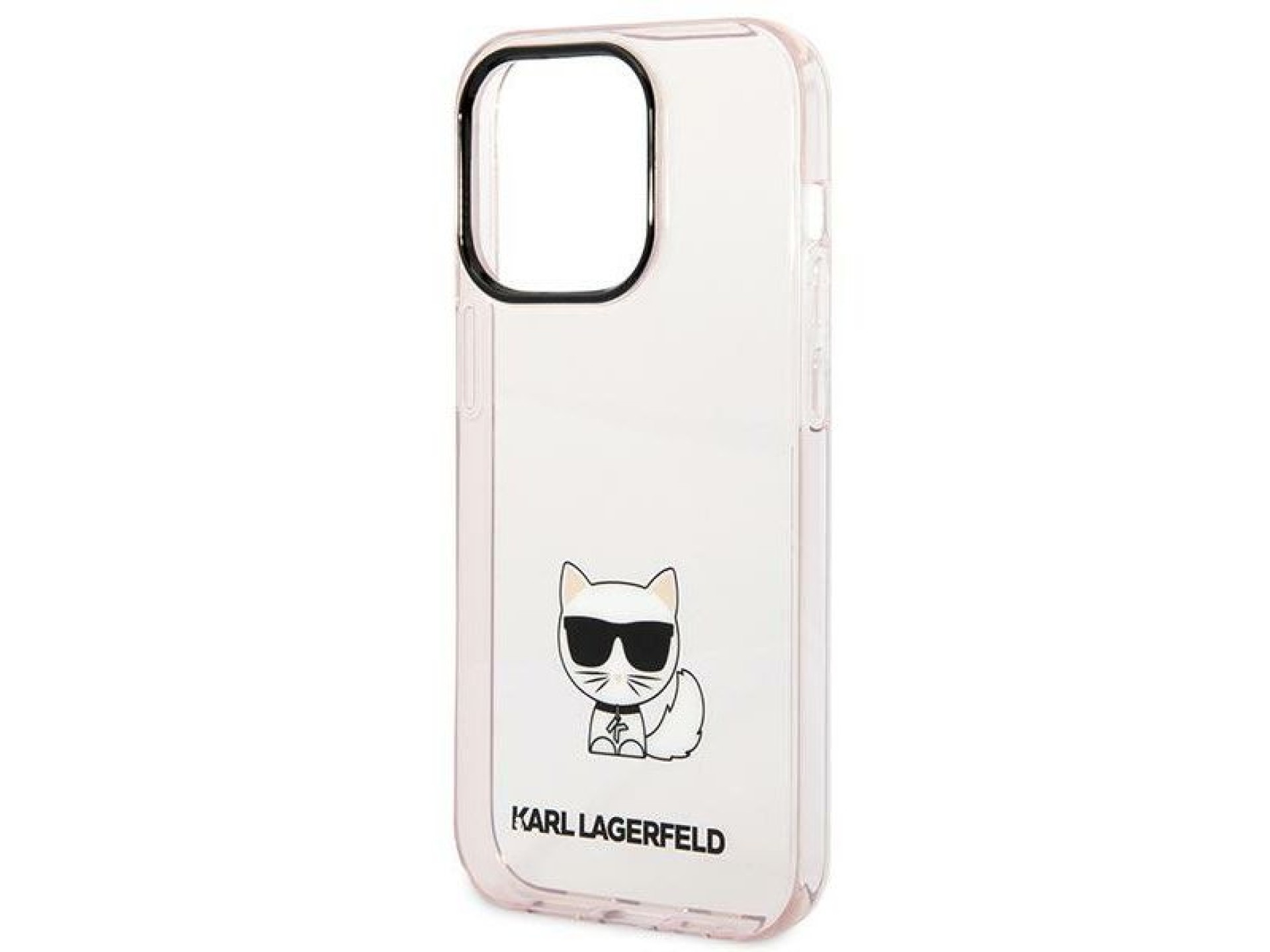 Capa para iPhone 14 Pro Max com estampa Choupette, de Karl Lagerfeld - Rosa