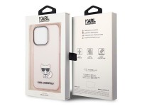 Capa para iPhone 14 Pro Max com estampa Choupette, de Karl Lagerfeld - Rosa