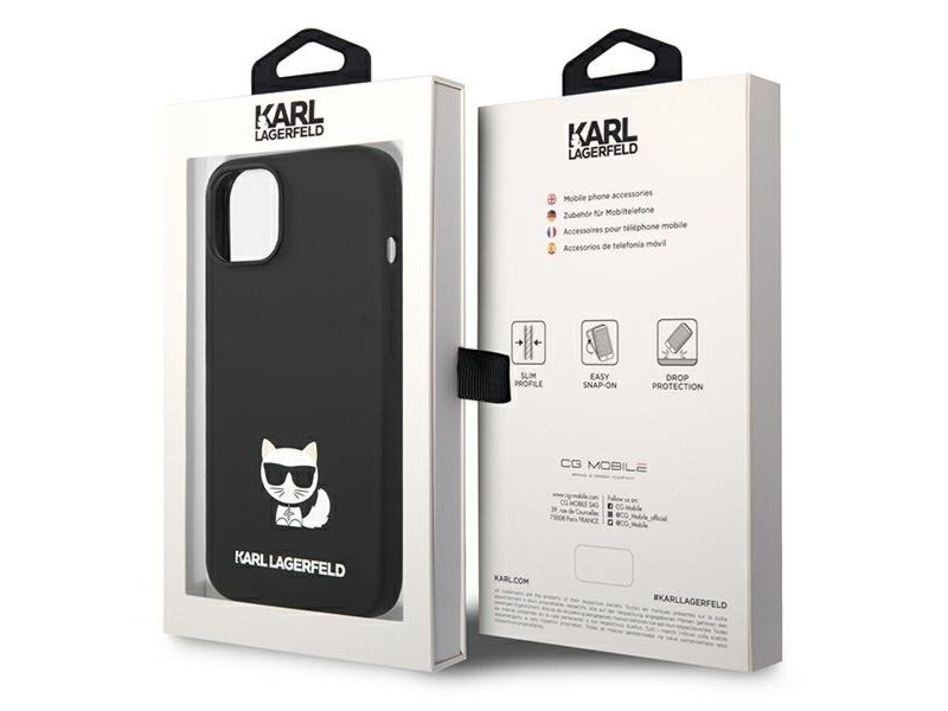 Karl Lagerfeld Silicone Choupette Body Case for iPhone 13 / 14 / 15 - Black